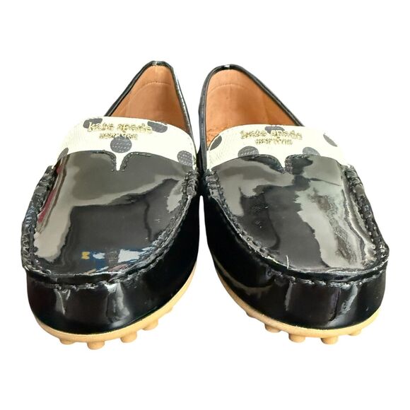Kate Spade New York Deck Driving Loafers Size 5 Black Patent Leather Polka Dots - Picture 7 of 9